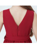 V Neck Burgundy Pleated Chiffon Junior Bridesmaid Dress